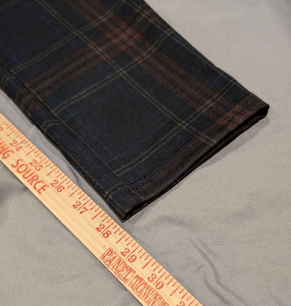 Tommy Hilfiger Womens Pants Size 12 Plaid Stretch Pull On Slim Leg Trousers Navy - Picture 7 of 7